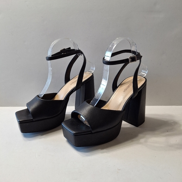 Modatope Black Y2K Bohemian Ankle Strap Chunky Platform Chunky Heels Size 7 - Picture 5 of 14